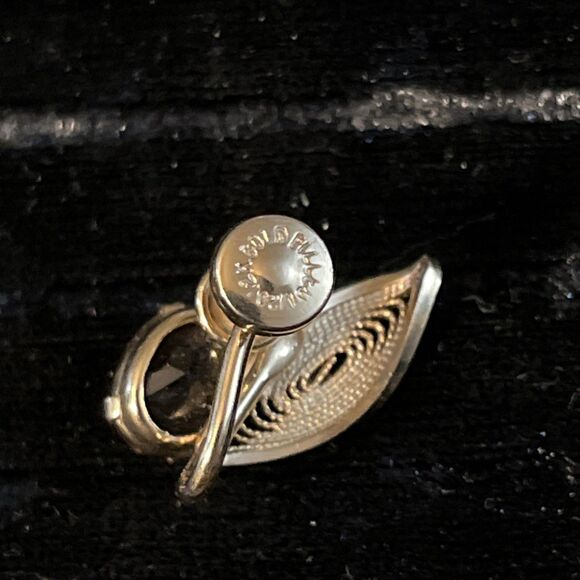 Vintage 1/20 12k Gold Filled Filigree Smoky Quartz Screw Back Earrings - Picture 5 of 6